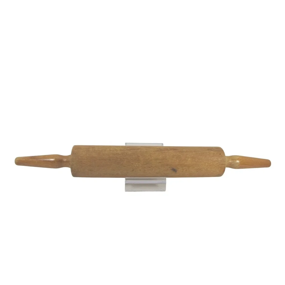 Vintage Wooden Rolling Pin Revolving Cylinder‎ Farmhouse Rustic Kitchen Brown
